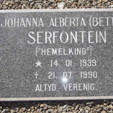 SERFONTEIN Johanna Alberta 1939-1990