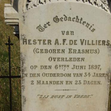 VILLIERS Hester A.F., de nee ERASMUS -1897