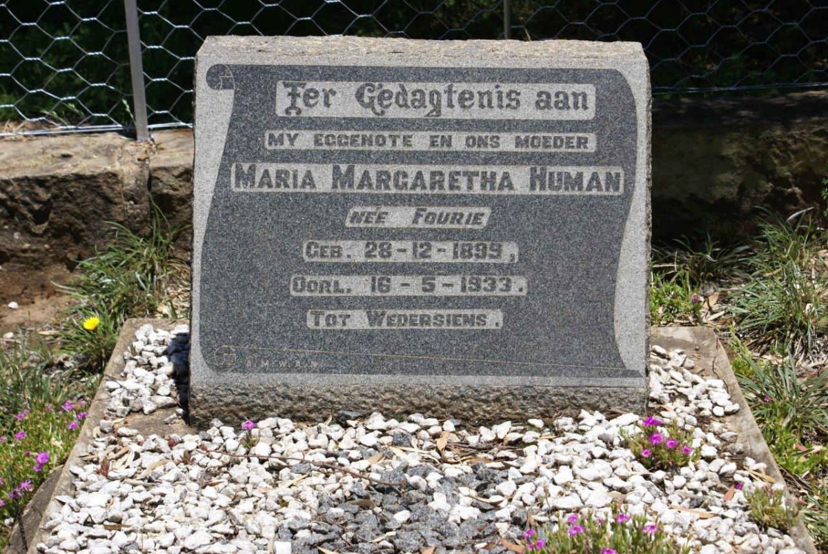 HUMAN Maria Margaretha nee FOURIE 1899-1933