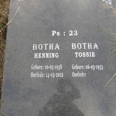 BOTHA Henning 1938-2012 & Tossie 1953-