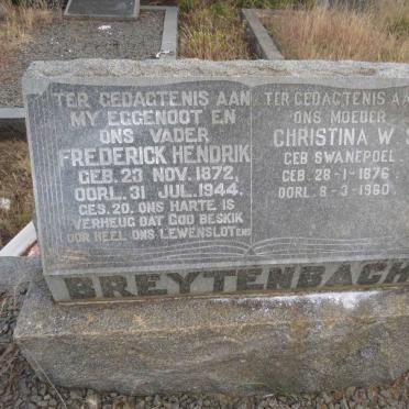 BREYTENBACH Frederick Hendrik 1872-1944 & Christina W.S. SWANEPOEL 1876-1960