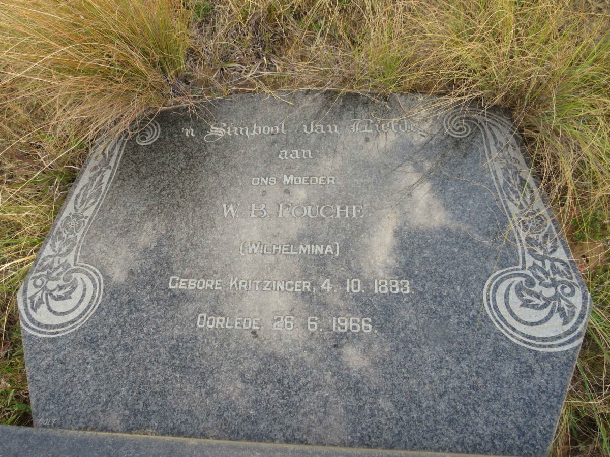 FOUCHE W.B. nee KRITZINGER 1883-1966