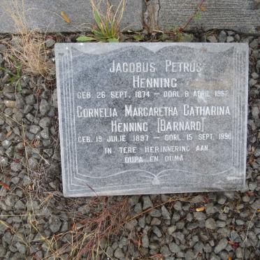 HENNING Jacobus Petrus 1874-1962 & Cornelia Margaretha Catharina BARNARD 1897-1990