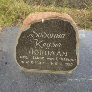 JORDAAN Susanna Keyser nee JANSE VAN RENSBURG 1907-1990