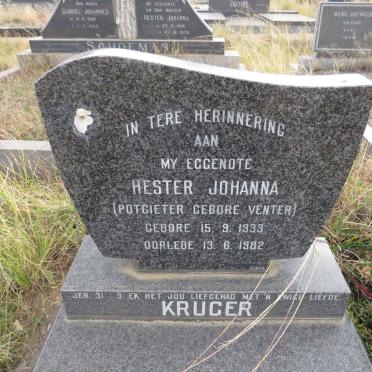 KRUGER Hester Johanna voorheen POTGIETER nee VENTER 1933-1982
