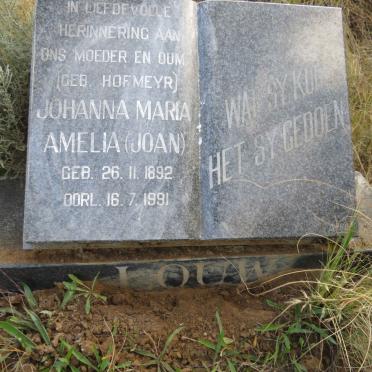 LOUW Johanna Maria Amelia nee HOFMEYR 1892-1991