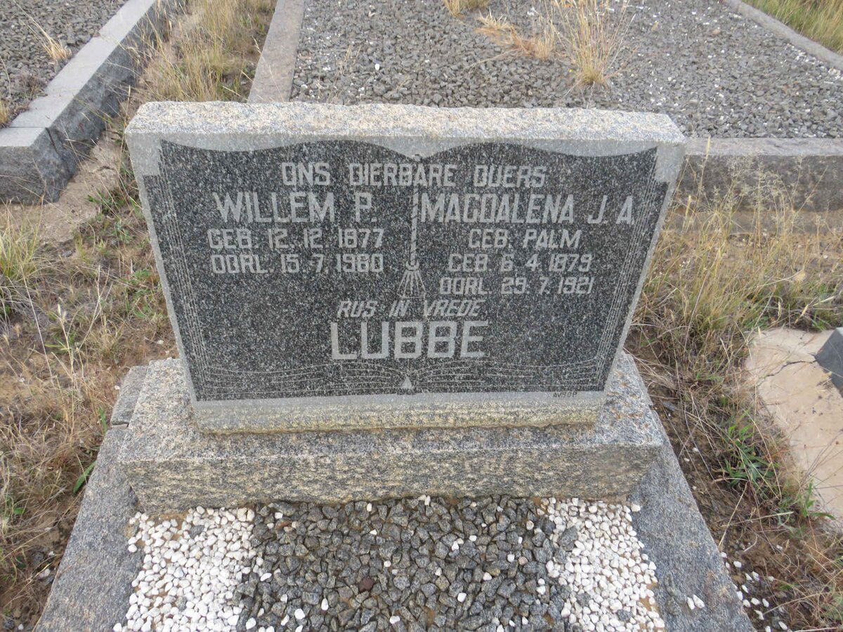 LUBBE Willem P. 1877-1960 & Magdalena J.A. PALM 1879-1921