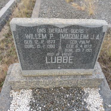 LUBBE Willem P. 1877-1960 & Magdalena J.A. PALM 1879-1921