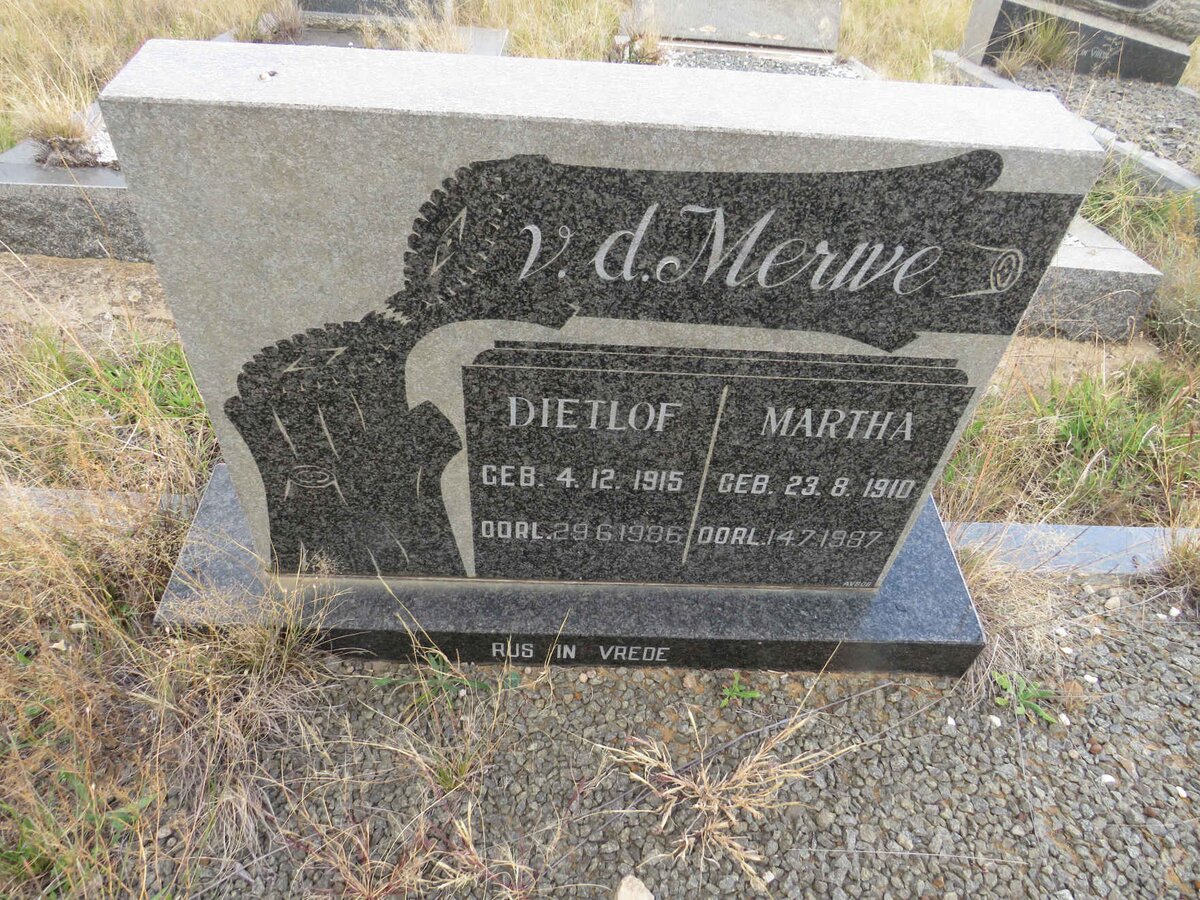 MERWE Dietlof, v.d. 1915-1986 & Martha 1910-1987