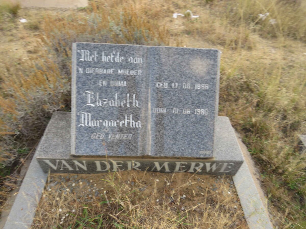 MERWE Elizabeth Margaretha, van der nee VENTER 1896-1986