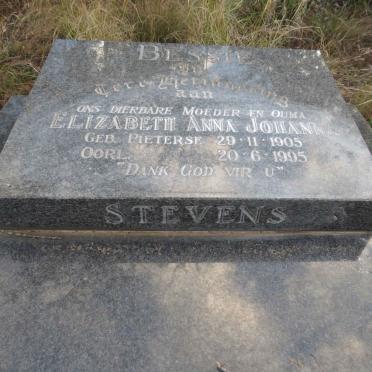 STEVENS Elizabeth Anna Johanna nee PIETERSE 1905-1995