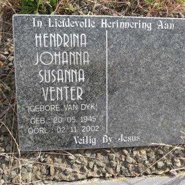 VENTER Hendrina Johanna Susanna nee VAN DYK 1945-2002