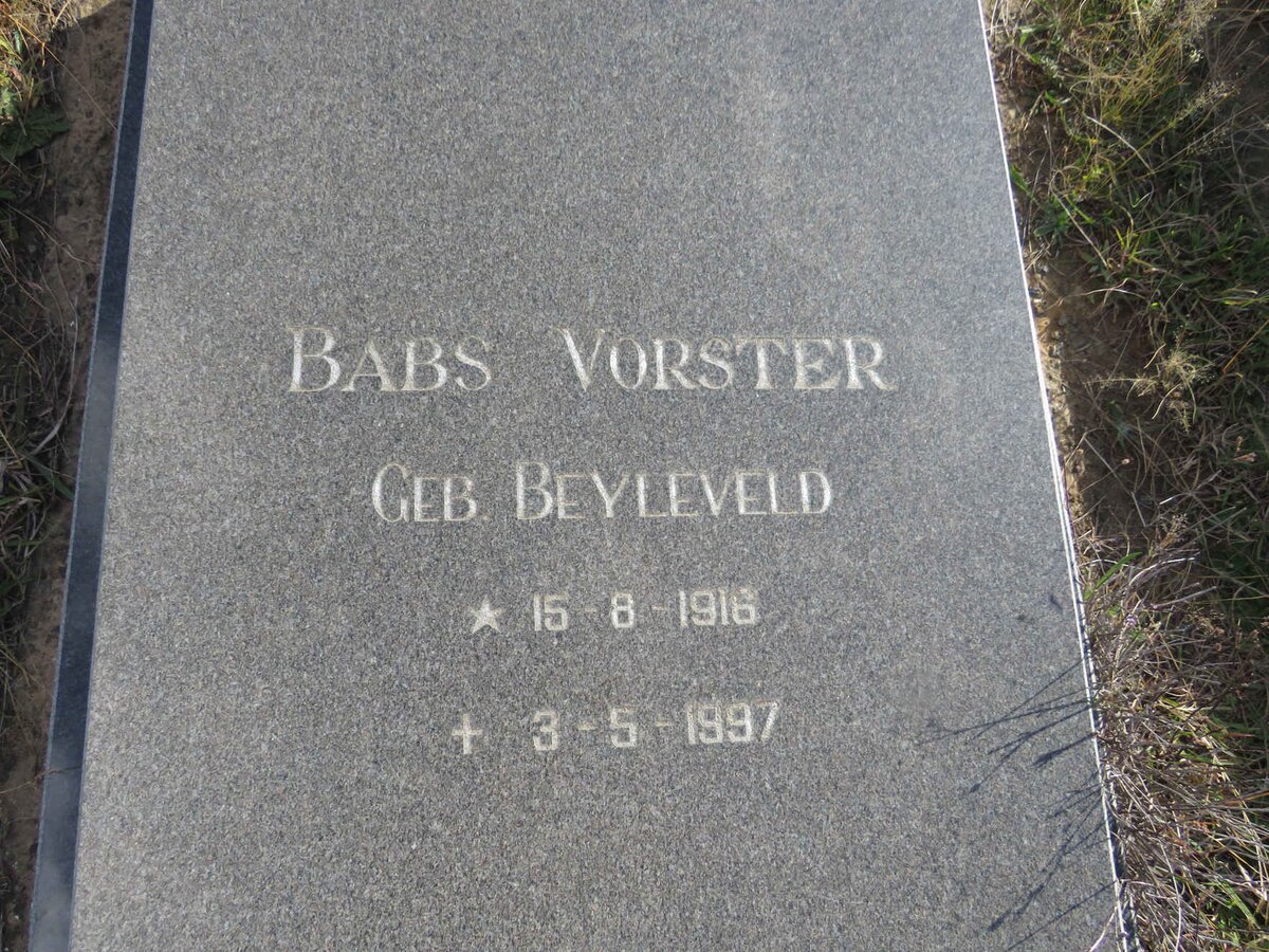 VORSTER Babs nee BEYLEVELD 1916-1997