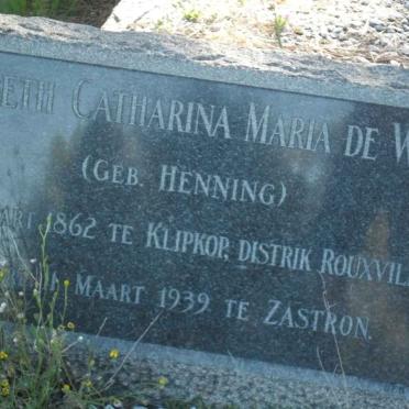 WET Elizabeth Catharina Maria, de nee HENNING 1862-1939