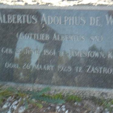 WET Albertus Adolphus, de 1861-1928