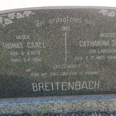 BREITENBACH Thomas Carel 1879-1962 &amp; Catharina Susanna LABUSCHAGNE 1885-1963