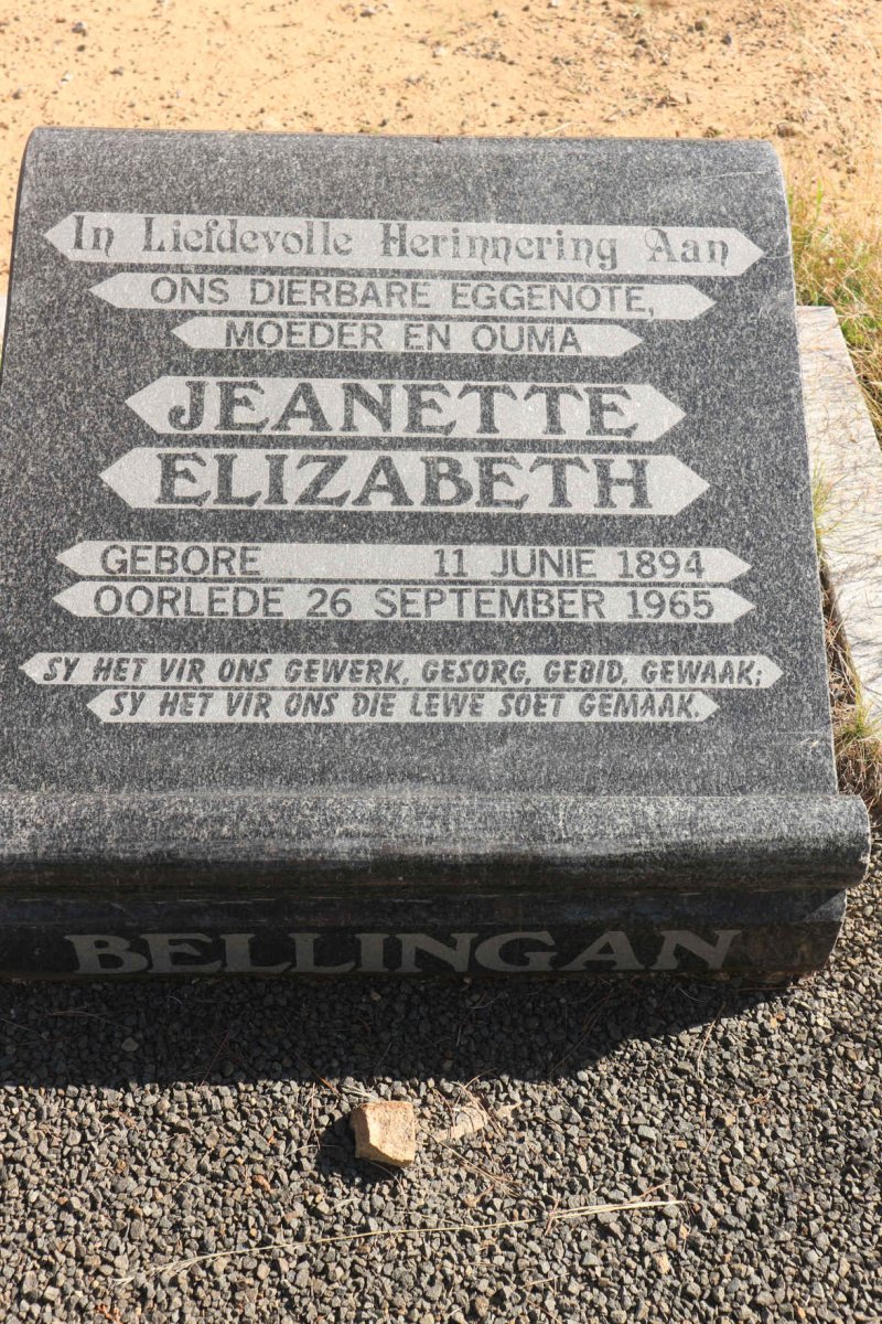 BELLINGAN Jeanette Elizabeth 1894-1965