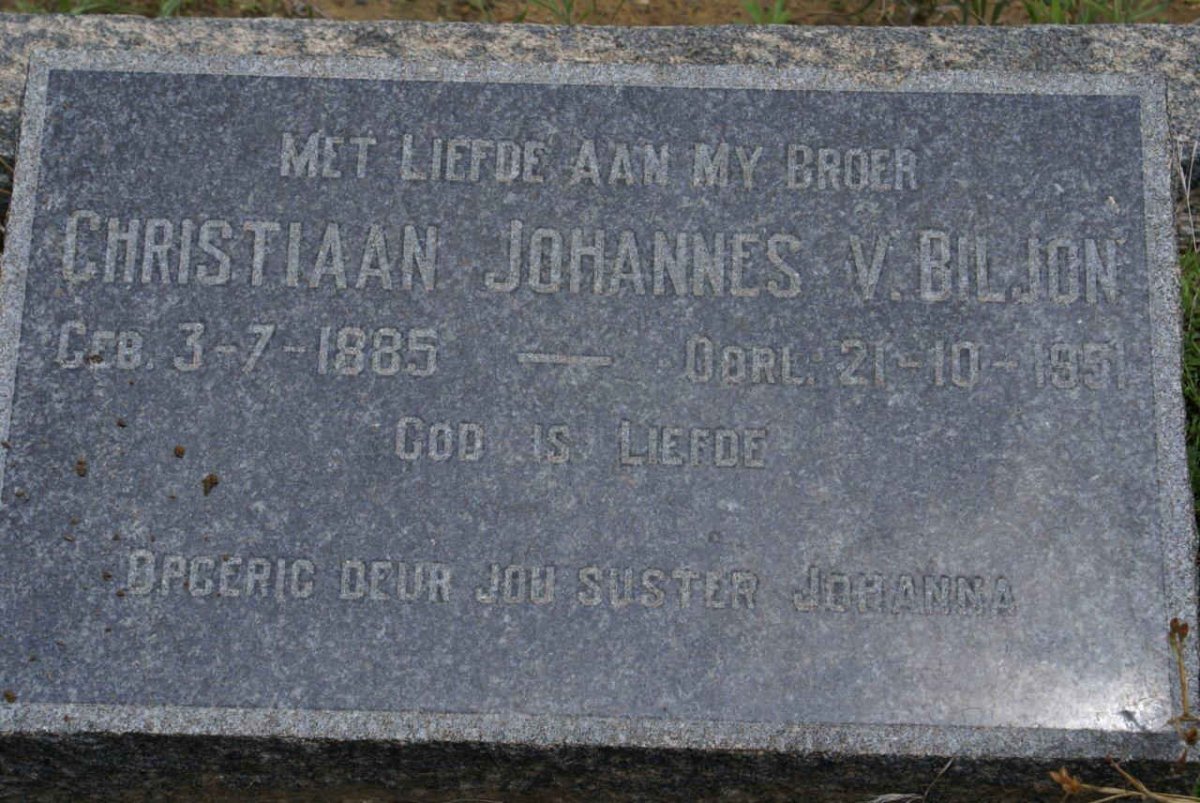 BILJON Christiaan Johannes, v. 1885-1951