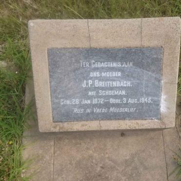 BREITENBACH J.P. nee SCHOEMAN 1872-1945