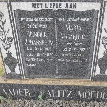 CALITZ Hendrik Johannes M. 1873-1950 &amp; Maria Magaritha SWART 1882-1953