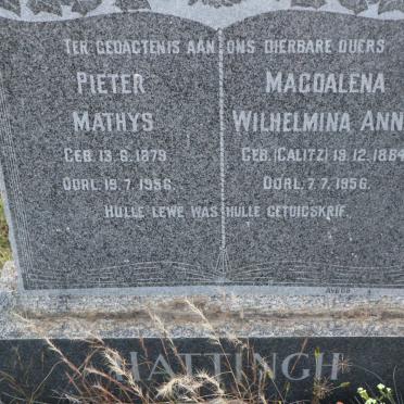 HATTINGH Pieter Mathys 1879-1956 &amp; Magdalena Wilhelmina Anna CALITZ 1884-1956