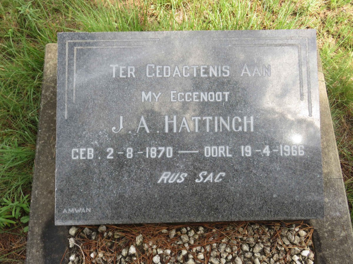 HATTINGH J.A. 1870-1966