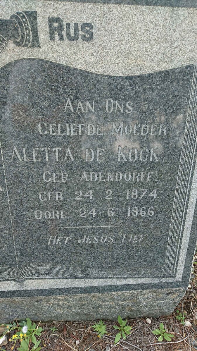 KOCK Marthinus J., de 1865-1942 &amp; Aletta ADENDORFF 1874-1966