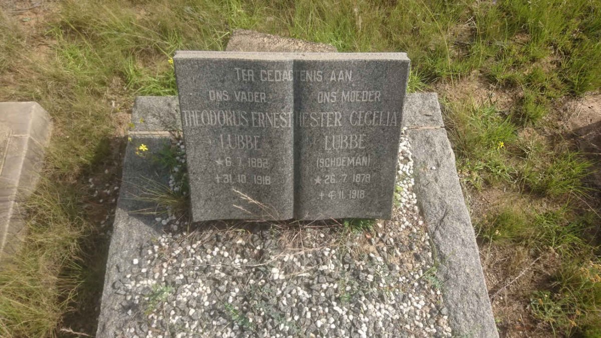 LUBBE Theodorus Ernest 1882-1918 &amp; Hester Cecelia SCHOEMAN 1878-1918