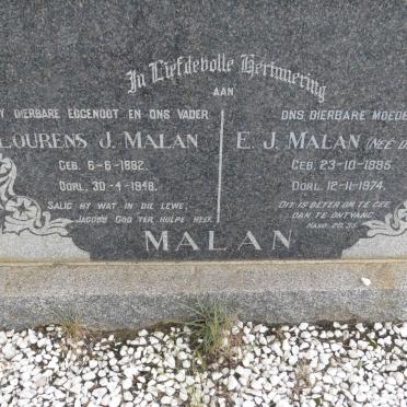 MALAN Lourens J. 1882-1948 &amp; E.J. DE WET 1885-1974