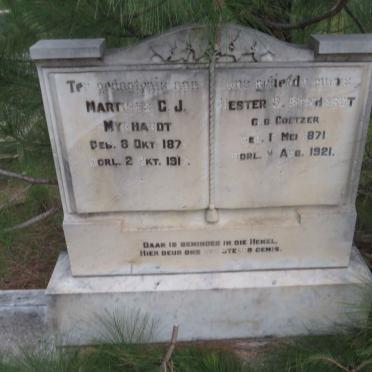 MYNHARDT Martines C.J. 1871-1917 &amp; Hester S. COETZER 1871-1921