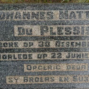 PLESSIS Johannes Mattheus, du 1896-1942