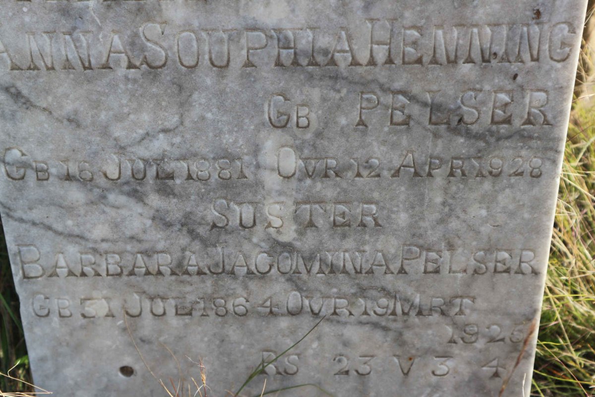 PELSER Barbara Jacomina 1864-1925 :: HENNING Anna Souphia nee PELSER 1881-1928