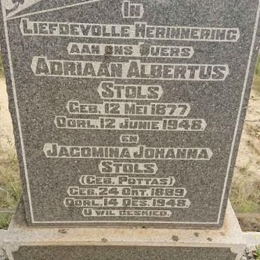STOLS Adriaan Albertus 1877-1948 &amp; Jacomina Johanna POTTAS 1889-1948