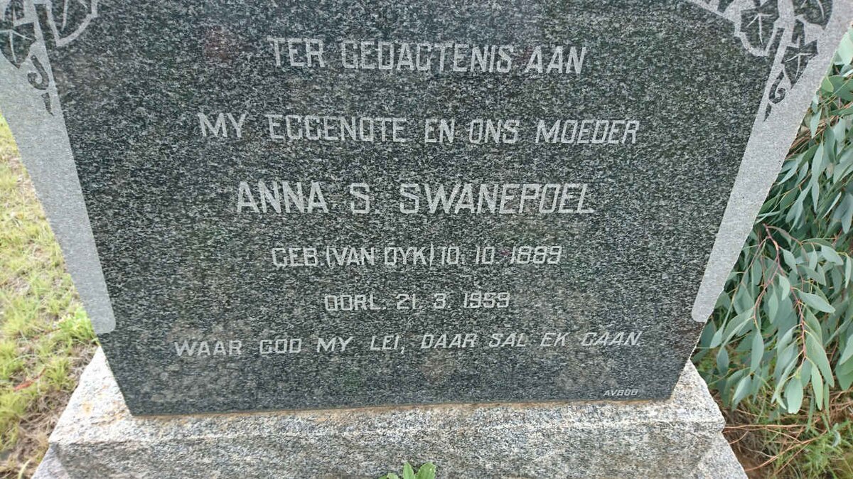 SWANEPOEL Anna S. nee VAN DYK 1889-1959