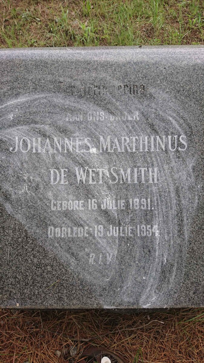 SMITH Johannes Marthinus de Wet 1891-1954