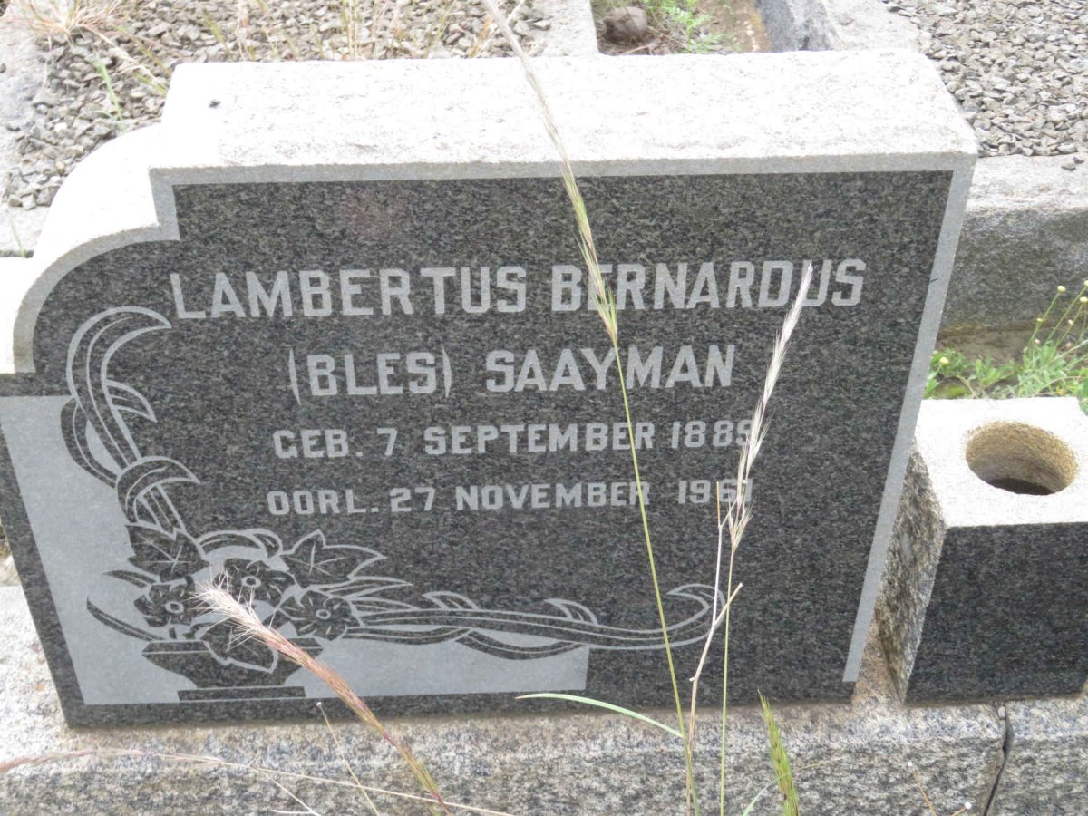 SAAYMAN Lambertus Bernardus 1889-1961 &amp; Johanna Hendrina nee CRONJE 1897-