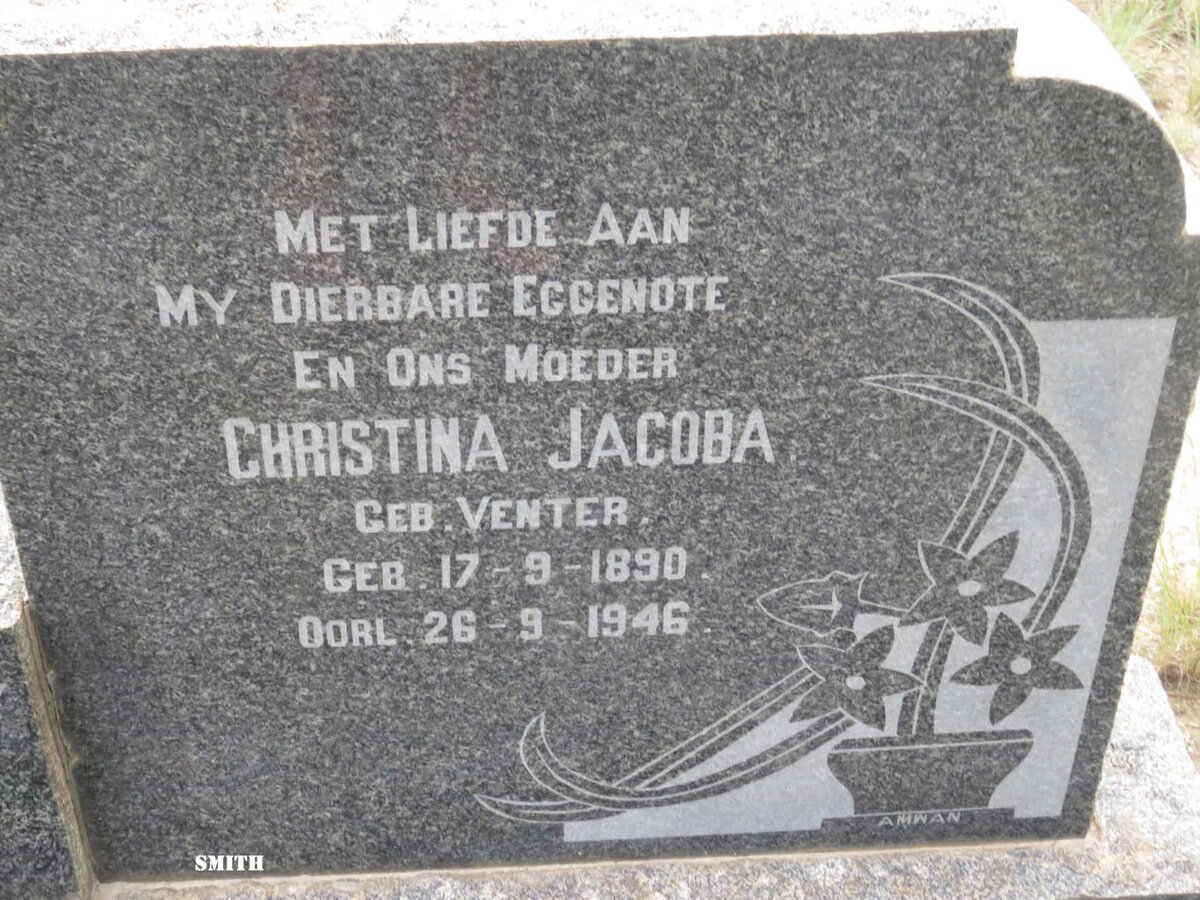 SMITH Cornelius Francois 1884-1973 &amp; Christina Jacoba VENTER 1890-1946