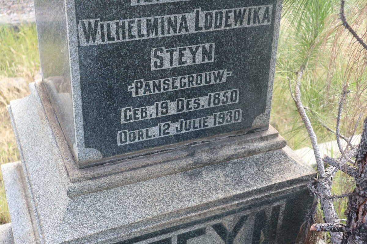 STEYN Josias Michael 1848-1916 &amp; Wilhelmina Lodewika PANSEGROUW 1850-1930