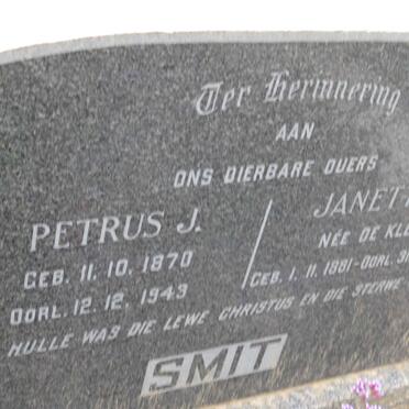 SMIT Petrus J. 1870-1943 &amp; Janetta F. DE KLERK 1881-195?