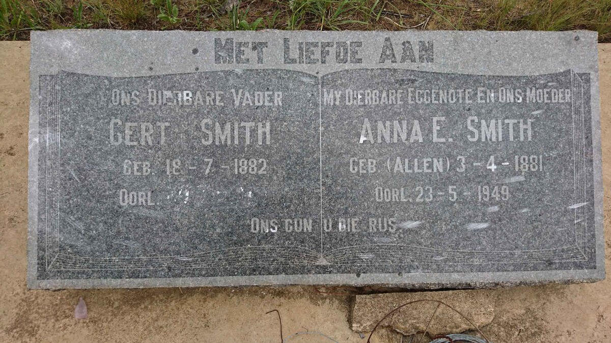 SMITH Gert 1882- &amp; Anna E. ALLEN 1881-1949