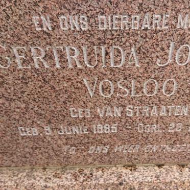 VOSLOO Gertruida Johanna nee VAN STRAATEN 1885-1951