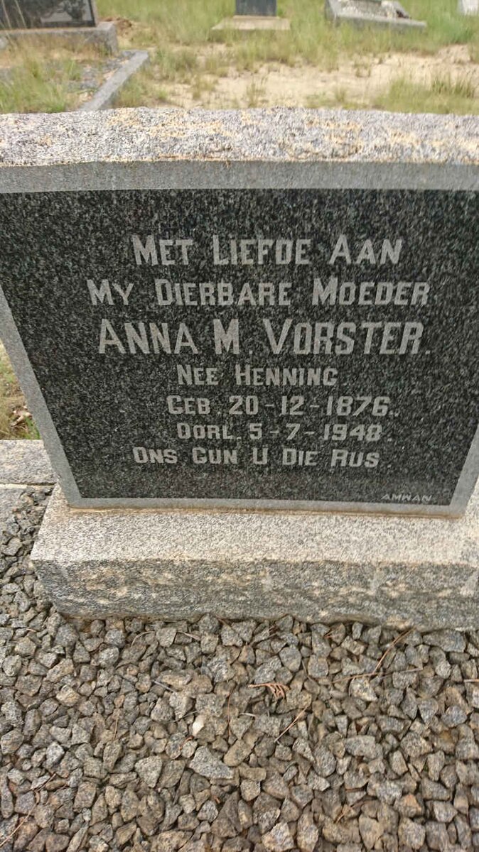 VORSTER Anna M. nee HENNING 1876-1948