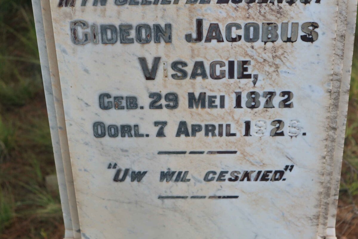 VISAGIE Gideon Jacobus 1872-1926