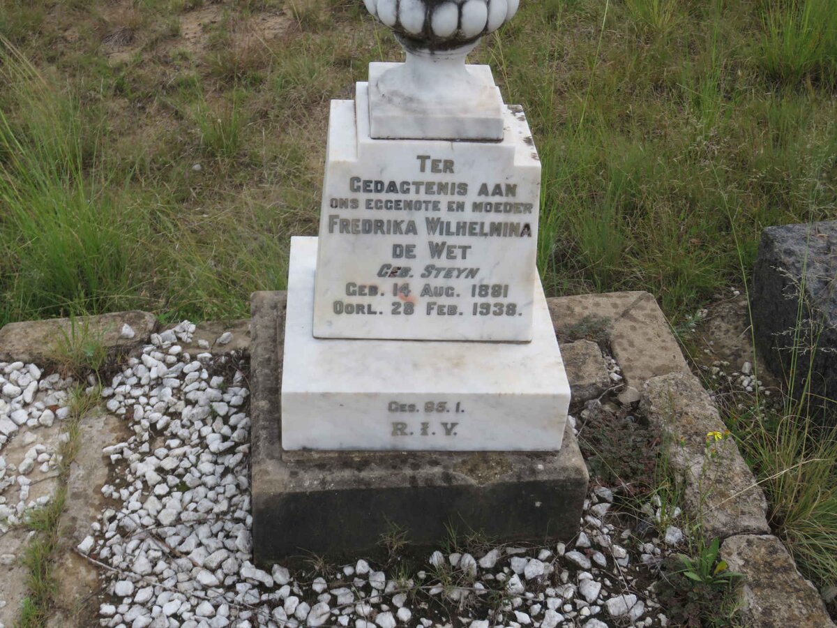 WET Fredrika Wilhelmina, de nee STEYN 1881-1938