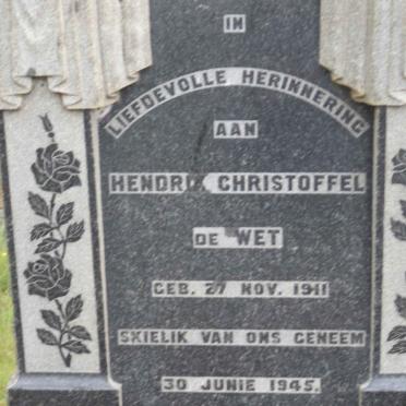 WET Hendrik Christoffel, de 1911-1945