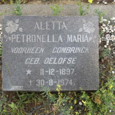 ? Aletta Petronella Maria voorheen COMBRINCK nee OELOFSE 1897-1974
