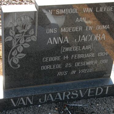 JAARSVELDT Anna Jacoba, van nee ZWIEGELAAR 1904-1991