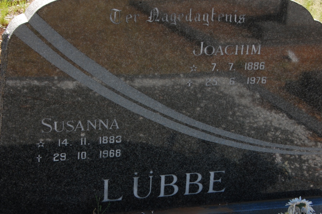 LUBBE Joachim 1886-1976 &amp; Susanna 1883-1968