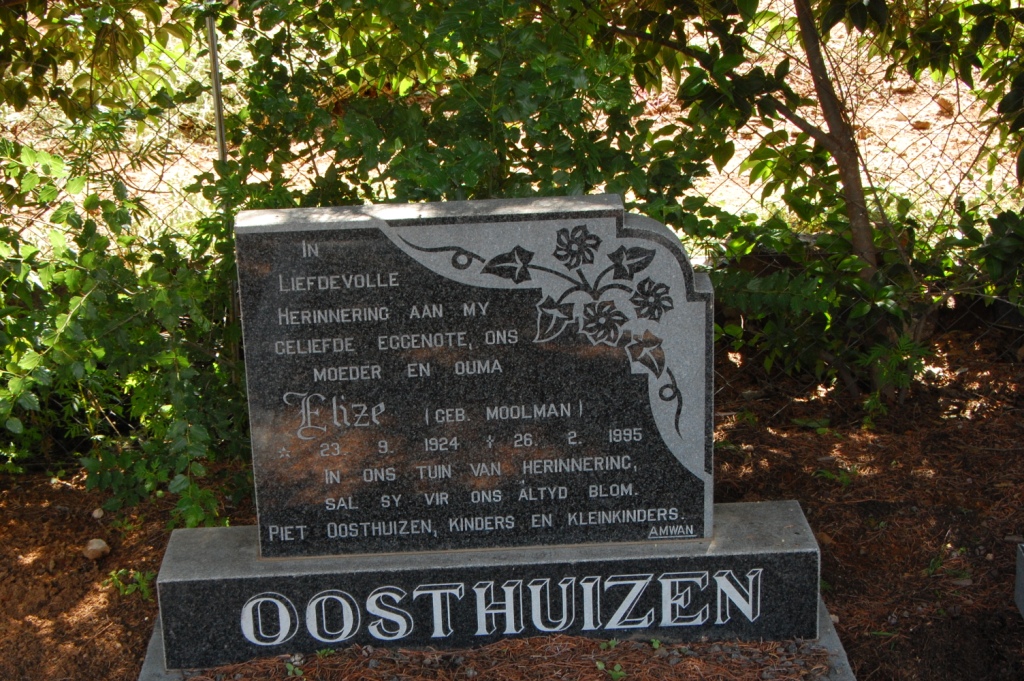 OOSTHUIZEN Elize nee MOOLMAN 1924-1995