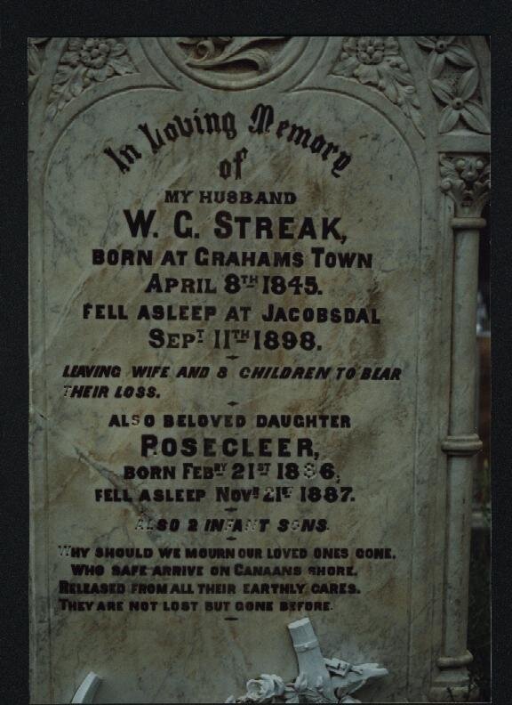 STREAK W.G. 1845-1898 :: STREAK Posecleer 1886-1887 :: STREAK infant son :: STREAK infant son